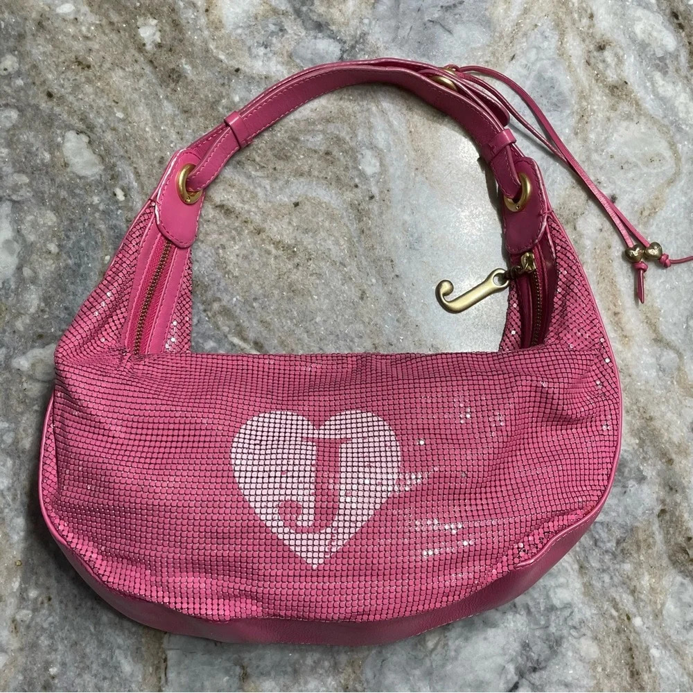 Vintage Juicy Couture MeshChainmail Graffiti Viva La Juicy Rare Shoulder Hobo